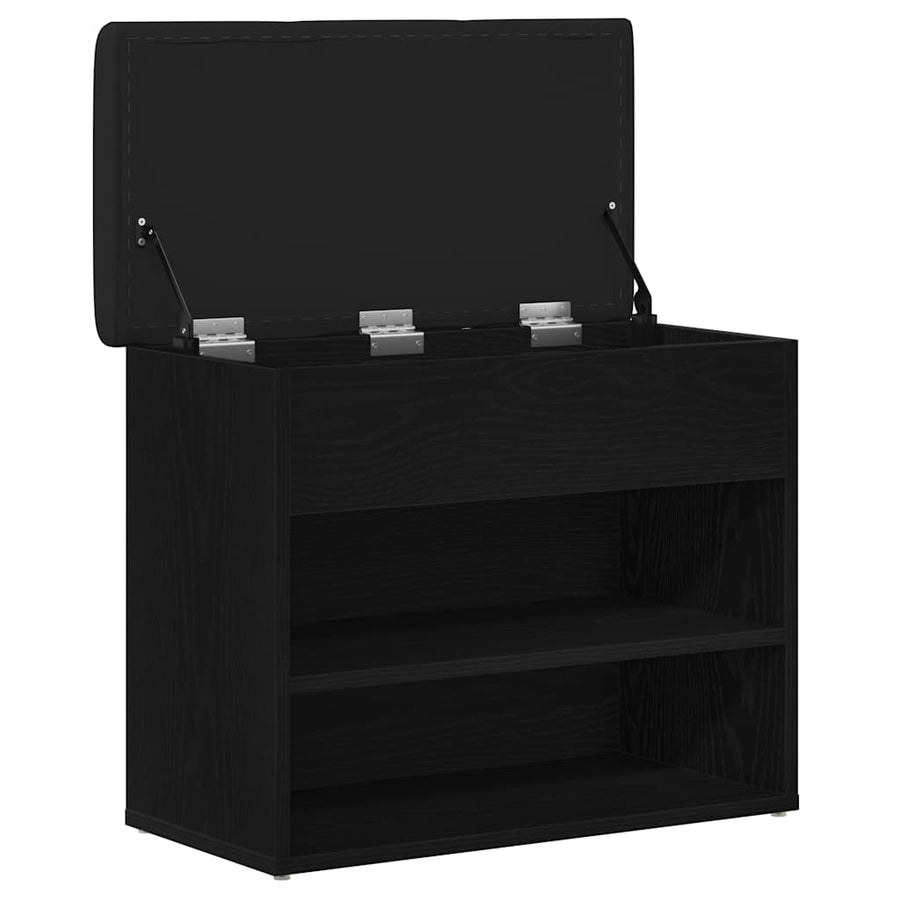 Opslagbank met plank Zwart Eiken 62 x 32 x 50 cm Bewerkt hout