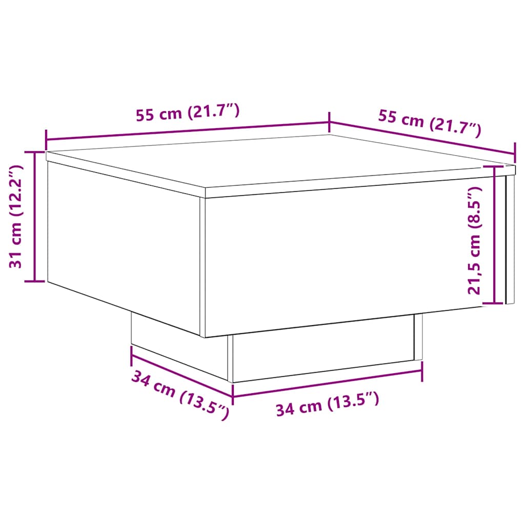 Salontafel Artisan Eiken 55 x 55 x 31 cm Bewerkt hout