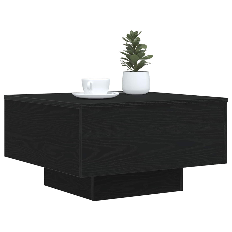 Salontafel Zwart Eiken 55 x 55 x 31 cm Bewerkt hout