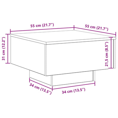 Salontafel Zwart Eiken 55 x 55 x 31 cm Bewerkt hout