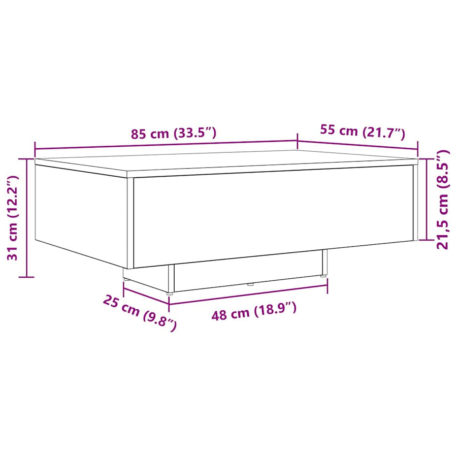 Salontafel Artisan Eiken 85 x 55 x 31 cm Bewerkt hout