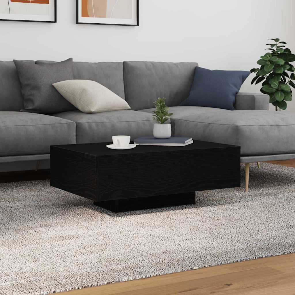 Salontafel Zwart Eiken 85 x 55 x 31 cm Bewerkt hout