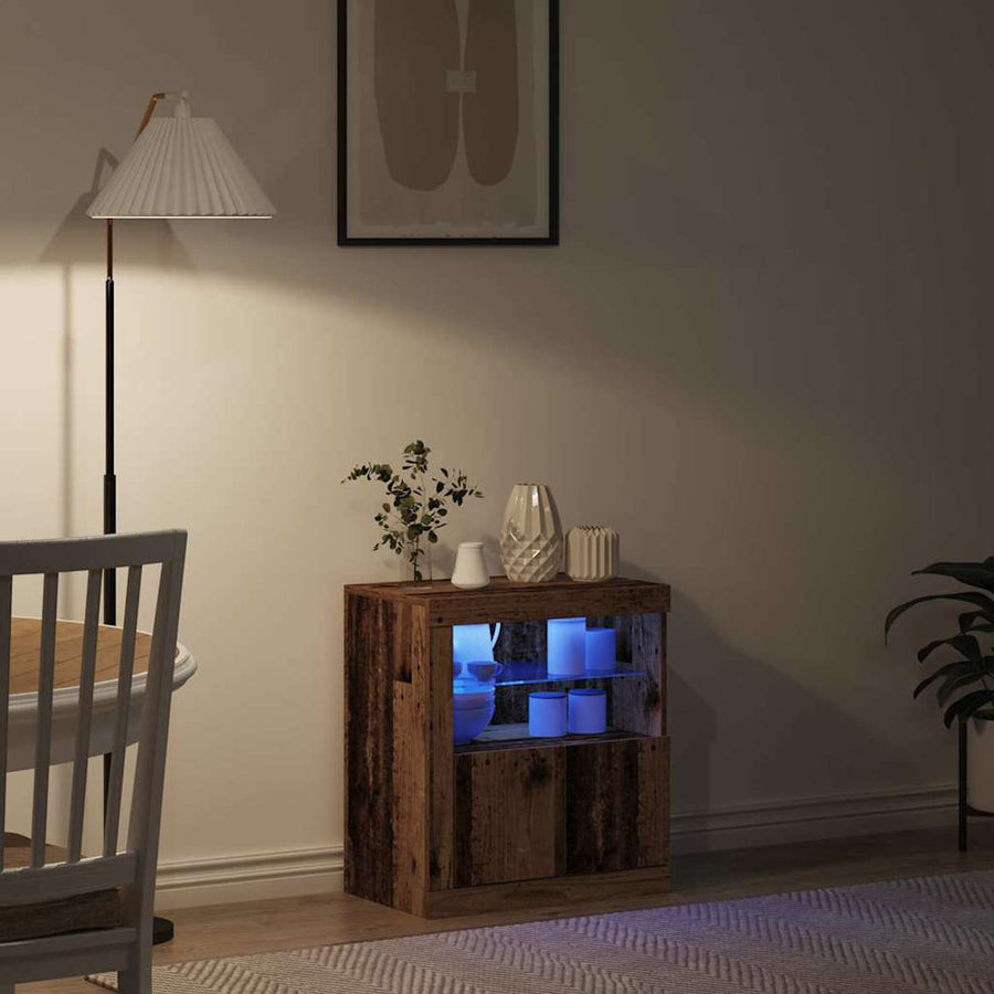 LED Sideboard Bruin 60,5 x 37 x 67 cm Bewerkt hout