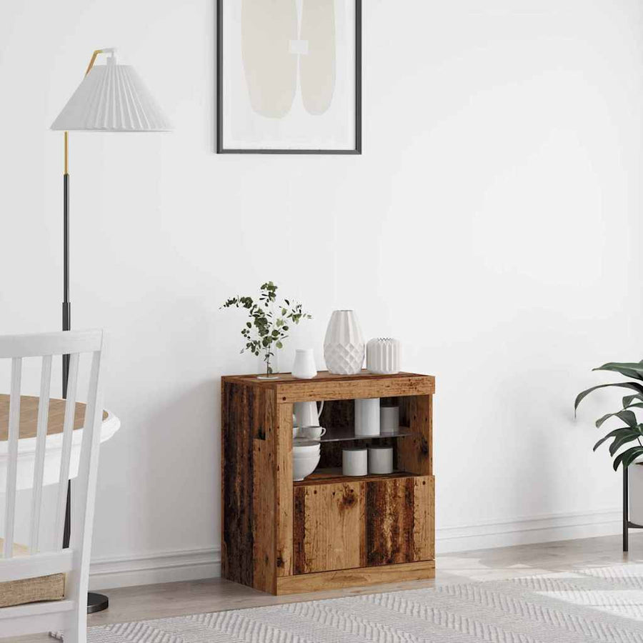 LED Sideboard Bruin 60,5 x 37 x 67 cm Bewerkt hout