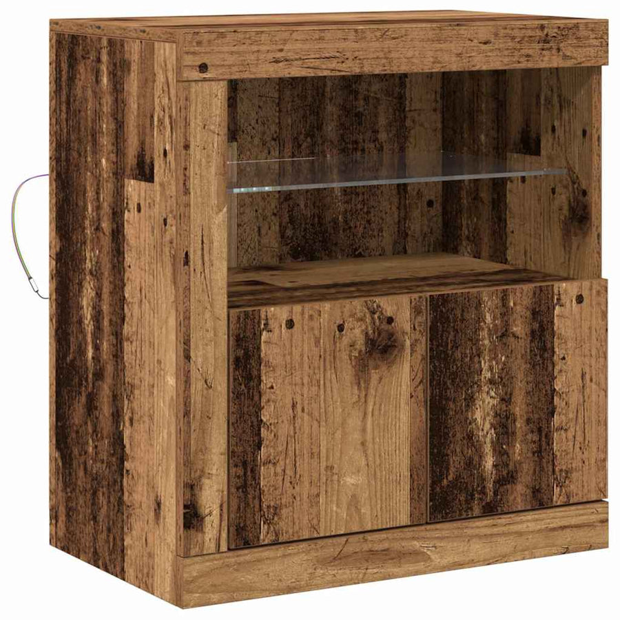 LED Sideboard Bruin 60,5 x 37 x 67 cm Bewerkt hout