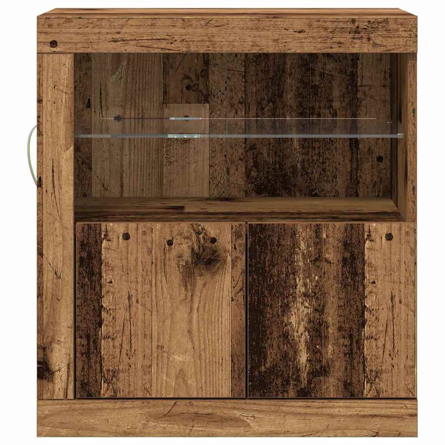 LED Sideboard Bruin 60,5 x 37 x 67 cm Bewerkt hout