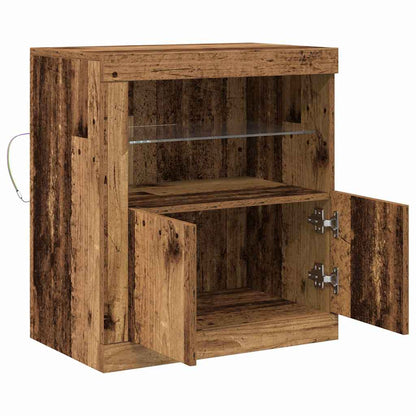 LED Sideboard Bruin 60,5 x 37 x 67 cm Bewerkt hout