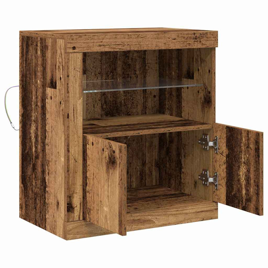 LED Sideboard Bruin 60,5 x 37 x 67 cm Bewerkt hout