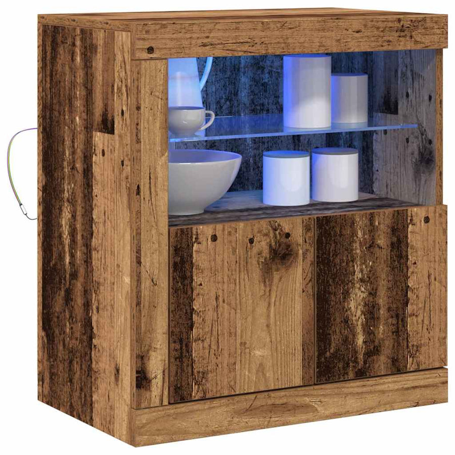 LED Sideboard Bruin 60,5 x 37 x 67 cm Bewerkt hout