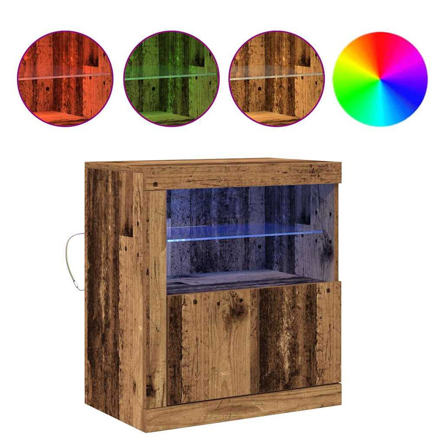 LED Sideboard Bruin 60,5 x 37 x 67 cm Bewerkt hout
