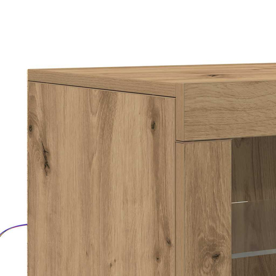 LED Sideboard Bruin 60,5 x 37 x 67 cm Bewerkt hout