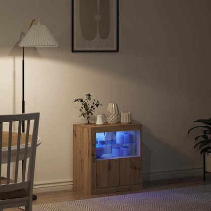 LED Sideboard Bruin 60,5 x 37 x 67 cm Bewerkt hout