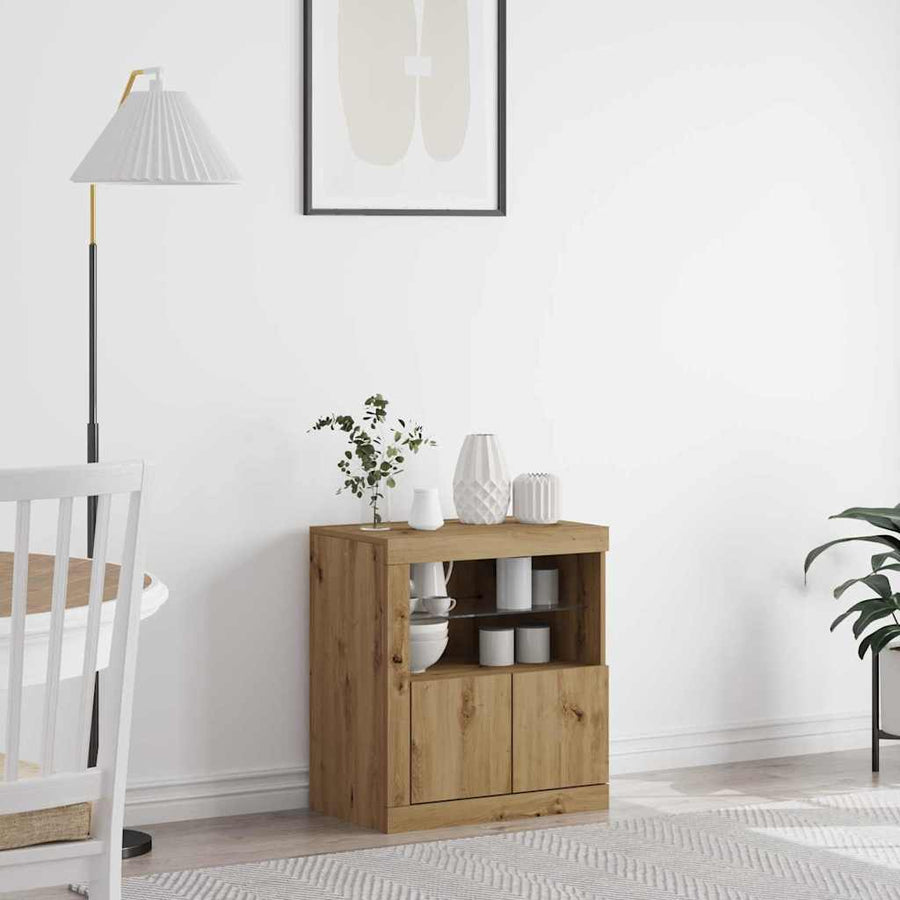 LED Sideboard Bruin 60,5 x 37 x 67 cm Bewerkt hout