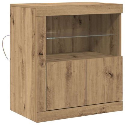 LED Sideboard Bruin 60,5 x 37 x 67 cm Bewerkt hout