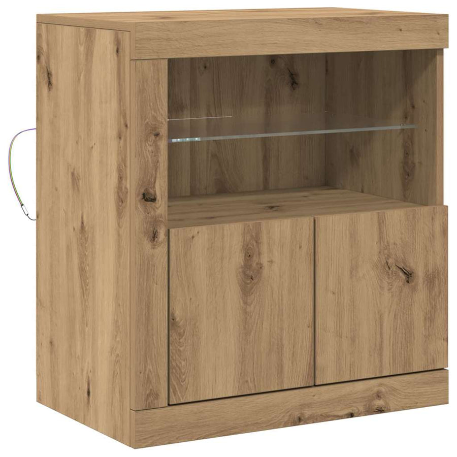 LED Sideboard Bruin 60,5 x 37 x 67 cm Bewerkt hout