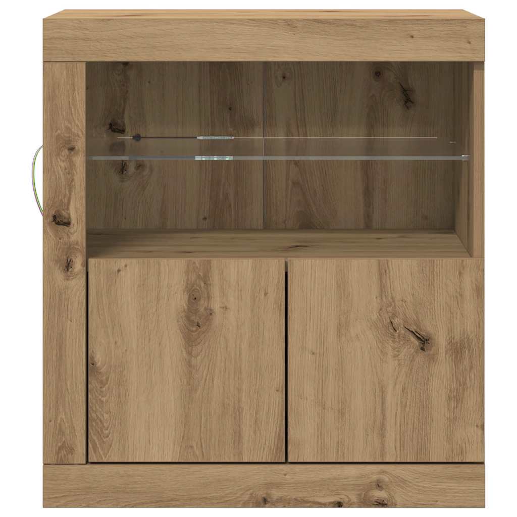 LED Sideboard Bruin 60,5 x 37 x 67 cm Bewerkt hout