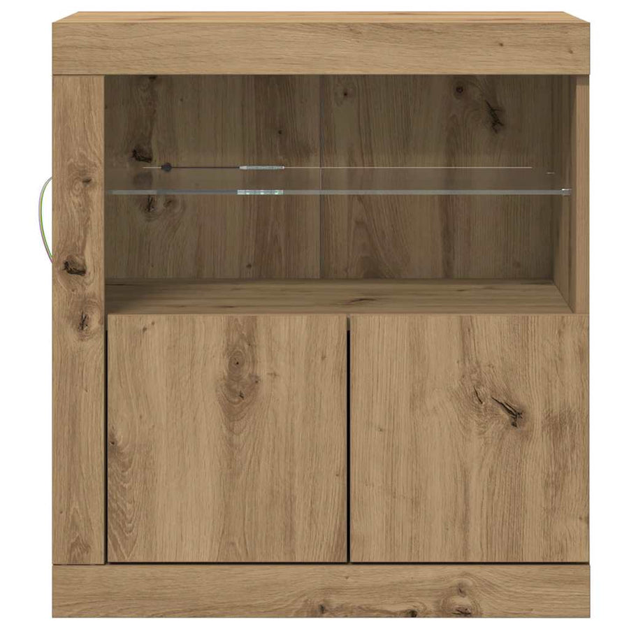 LED Sideboard Bruin 60,5 x 37 x 67 cm Bewerkt hout