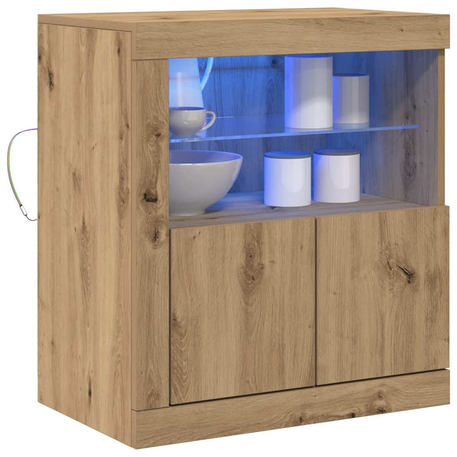 LED Sideboard Bruin 60,5 x 37 x 67 cm Bewerkt hout