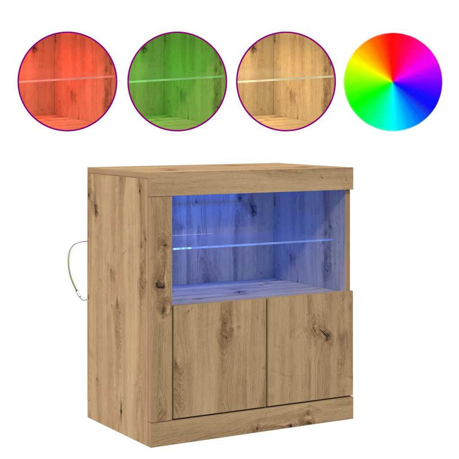 LED Sideboard Bruin 60,5 x 37 x 67 cm Bewerkt hout
