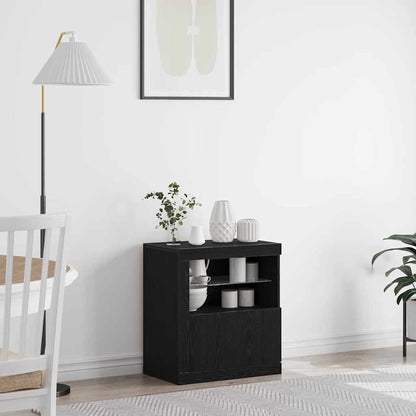 LED Sideboard Zwart 60,5 x 37 x 67 cm Bewerkt hout
