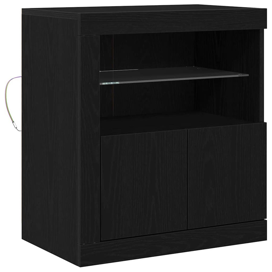 LED Sideboard Zwart 60,5 x 37 x 67 cm Bewerkt hout
