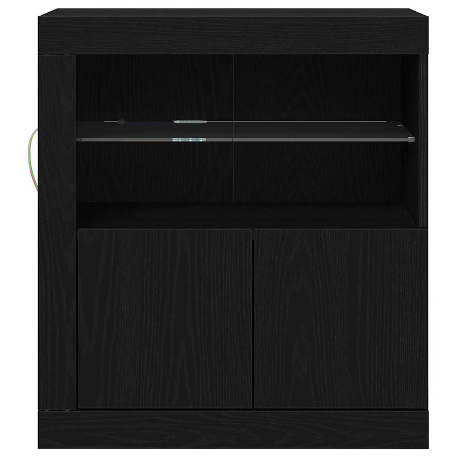 LED Sideboard Zwart 60,5 x 37 x 67 cm Bewerkt hout