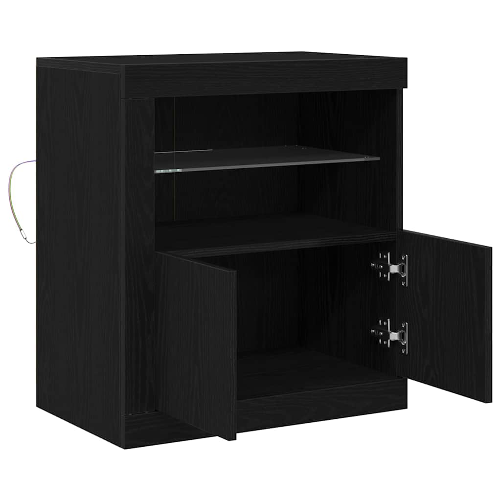 LED Sideboard Zwart 60,5 x 37 x 67 cm Bewerkt hout