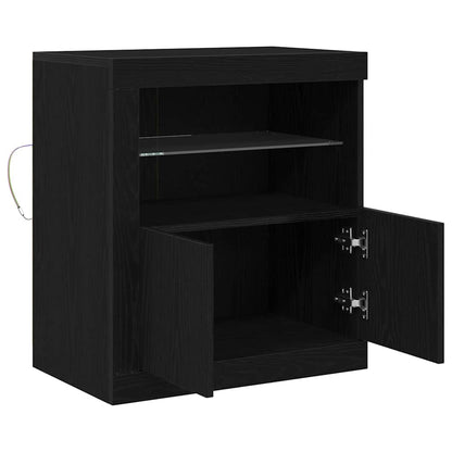 LED Sideboard Zwart 60,5 x 37 x 67 cm Bewerkt hout