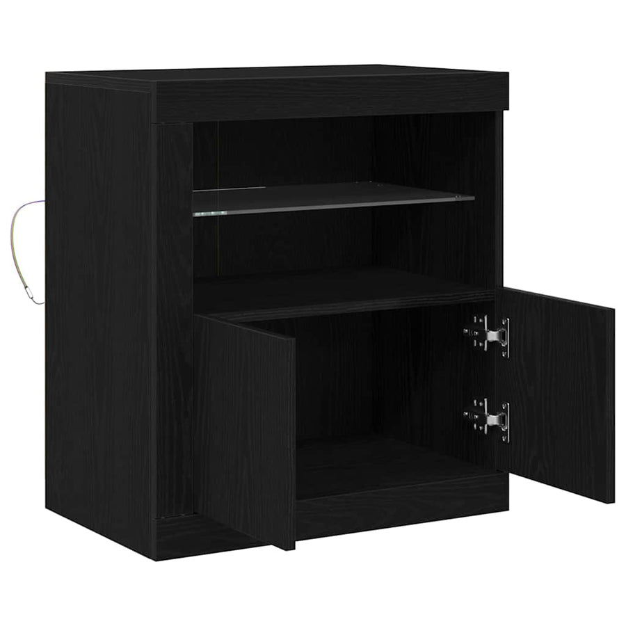 LED Sideboard Zwart 60,5 x 37 x 67 cm Bewerkt hout