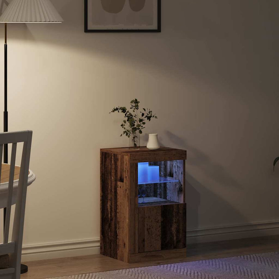 LED Sideboard Oudhout 41 x 37 x 67 cm Bewerkt hout