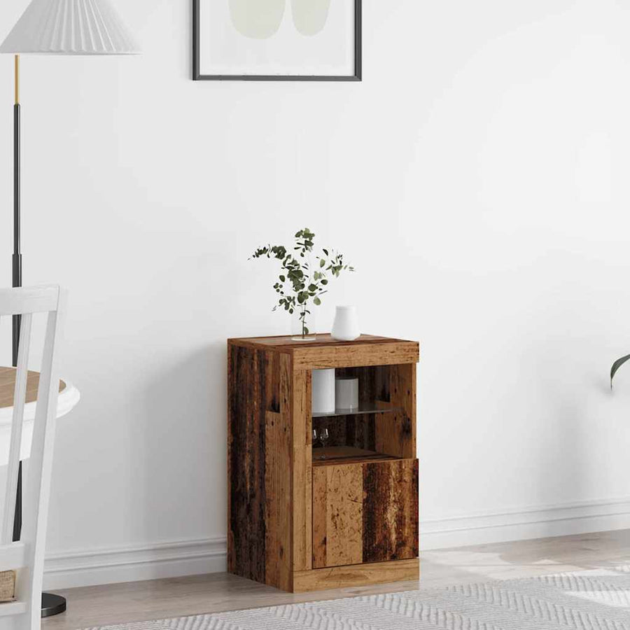 LED Sideboard Oudhout 41 x 37 x 67 cm Bewerkt hout