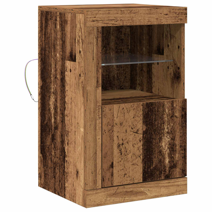 LED Sideboard Oudhout 41 x 37 x 67 cm Bewerkt hout