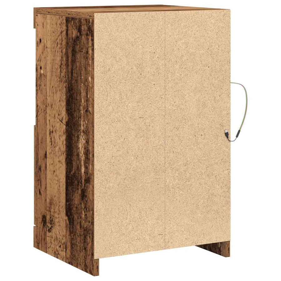 LED Sideboard Oudhout 41 x 37 x 67 cm Bewerkt hout