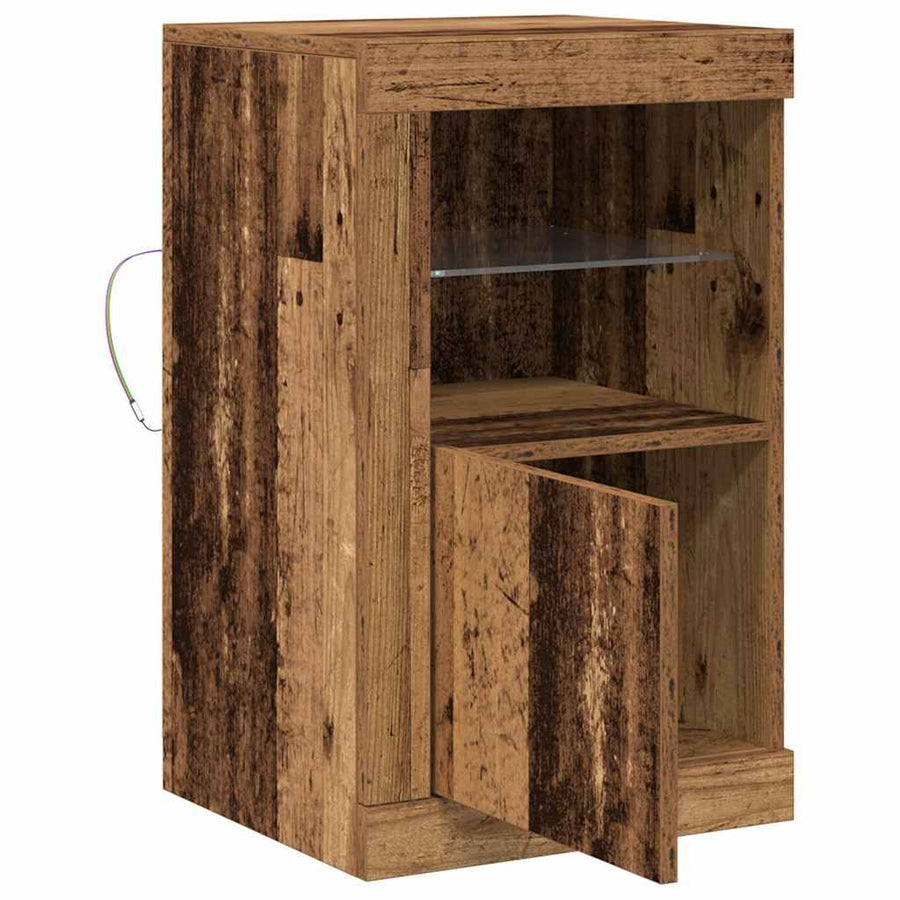 LED Sideboard Oudhout 41 x 37 x 67 cm Bewerkt hout