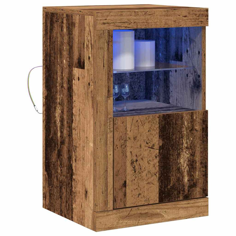 LED Sideboard Oudhout 41 x 37 x 67 cm Bewerkt hout