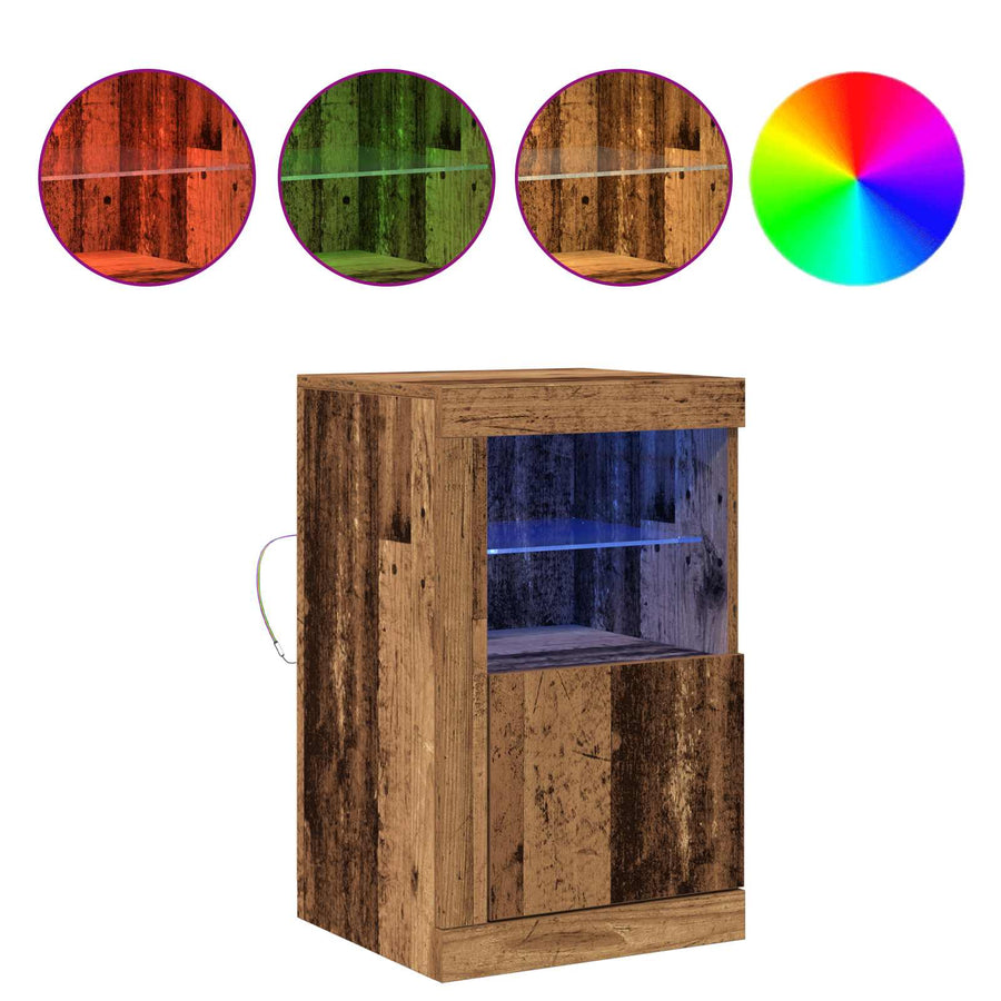 LED Sideboard Oudhout 41 x 37 x 67 cm Bewerkt hout