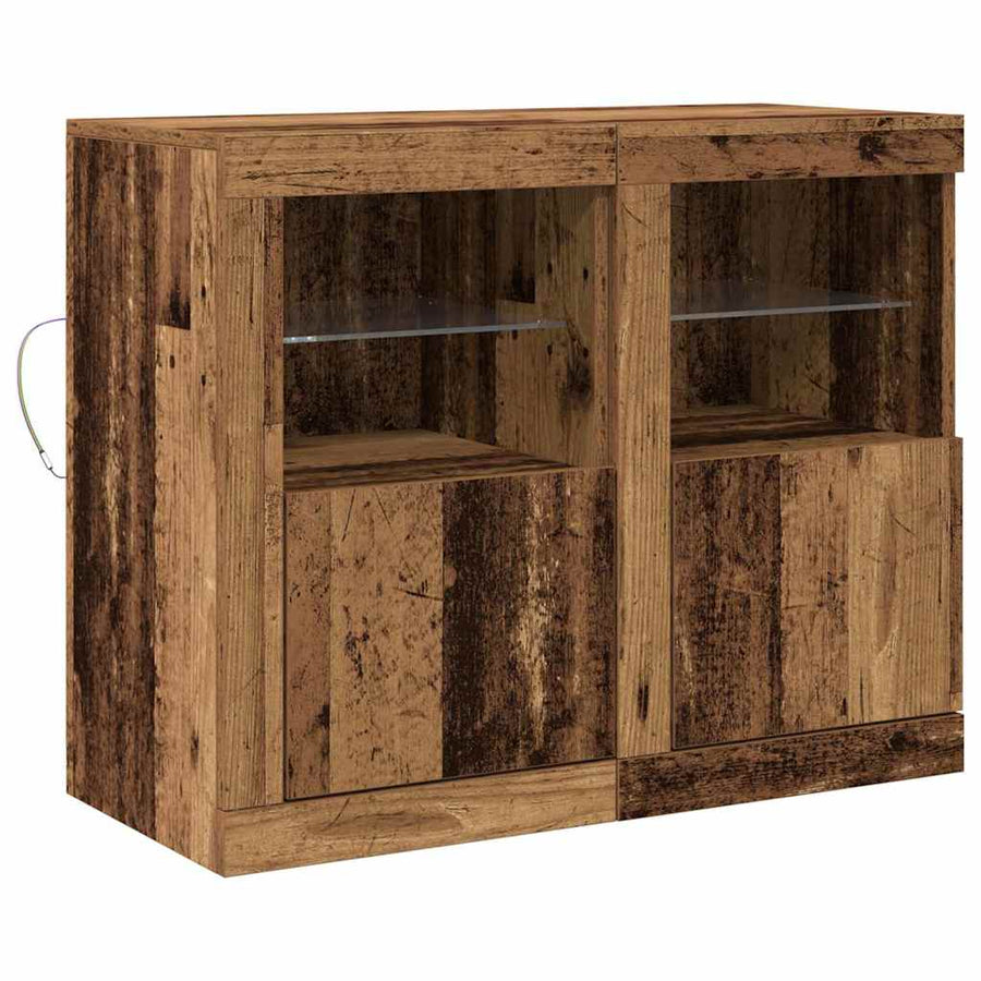 Zijkasten met LED-verlichting 2 stuks Oud Hout 41x37x67 cm