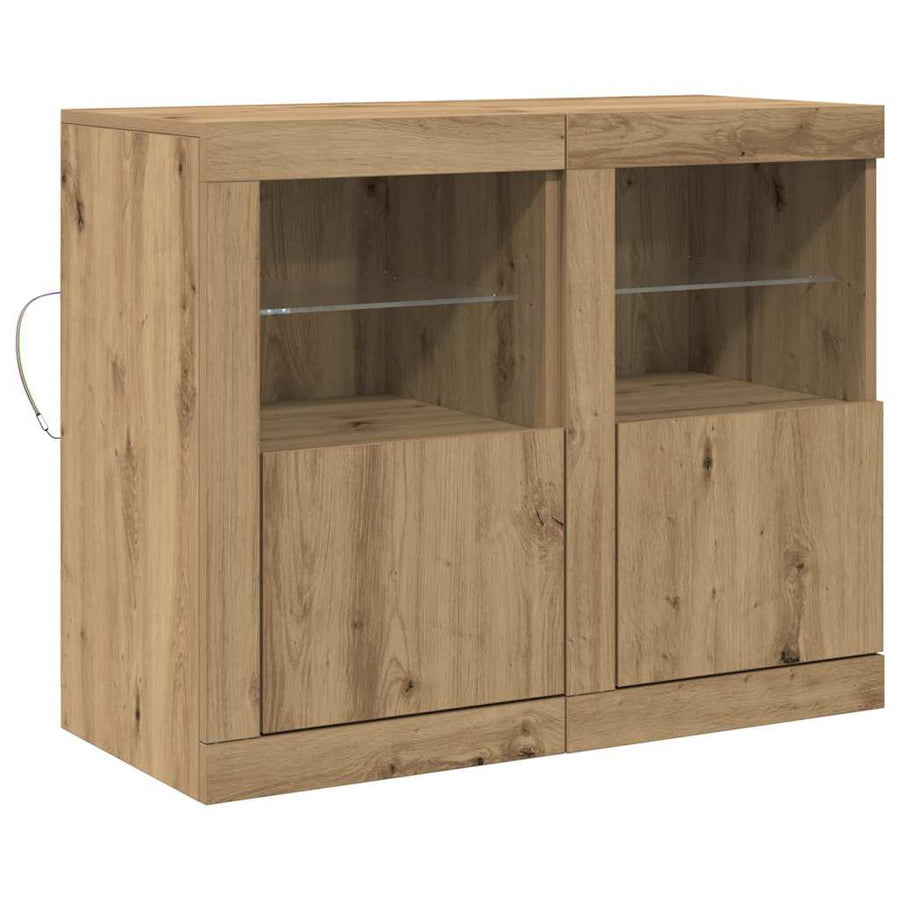 LED Sideboard 2 pcs Artisan Eiken 41 x 37 x 67 cm Bewerkt hout