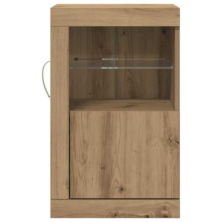 LED Sideboard 2 pcs Artisan Eiken 41 x 37 x 67 cm Bewerkt hout