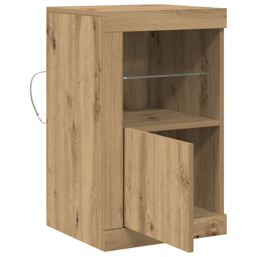 LED Sideboard 2 pcs Artisan Eiken 41 x 37 x 67 cm Bewerkt hout