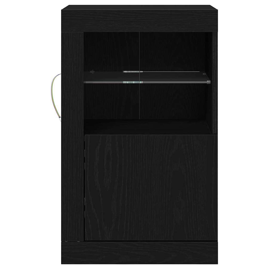 LED Sideboard 2 pcs Zwart Eiken 41 x 37 x 67 cm Bewerkt hout