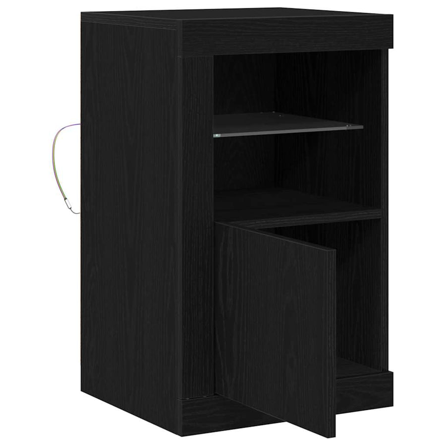 LED Sideboard 2 pcs Zwart Eiken 41 x 37 x 67 cm Bewerkt hout
