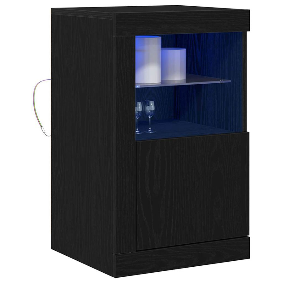 LED Sideboard 2 pcs Zwart Eiken 41 x 37 x 67 cm Bewerkt hout