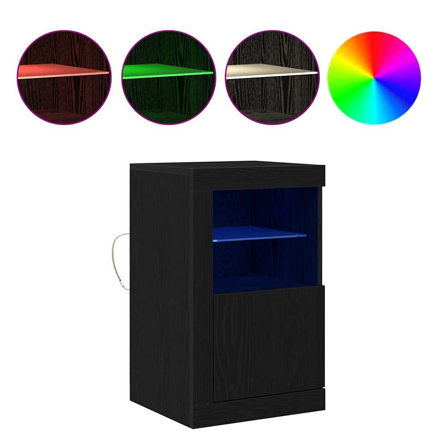LED Sideboard 2 pcs Zwart Eiken 41 x 37 x 67 cm Bewerkt hout