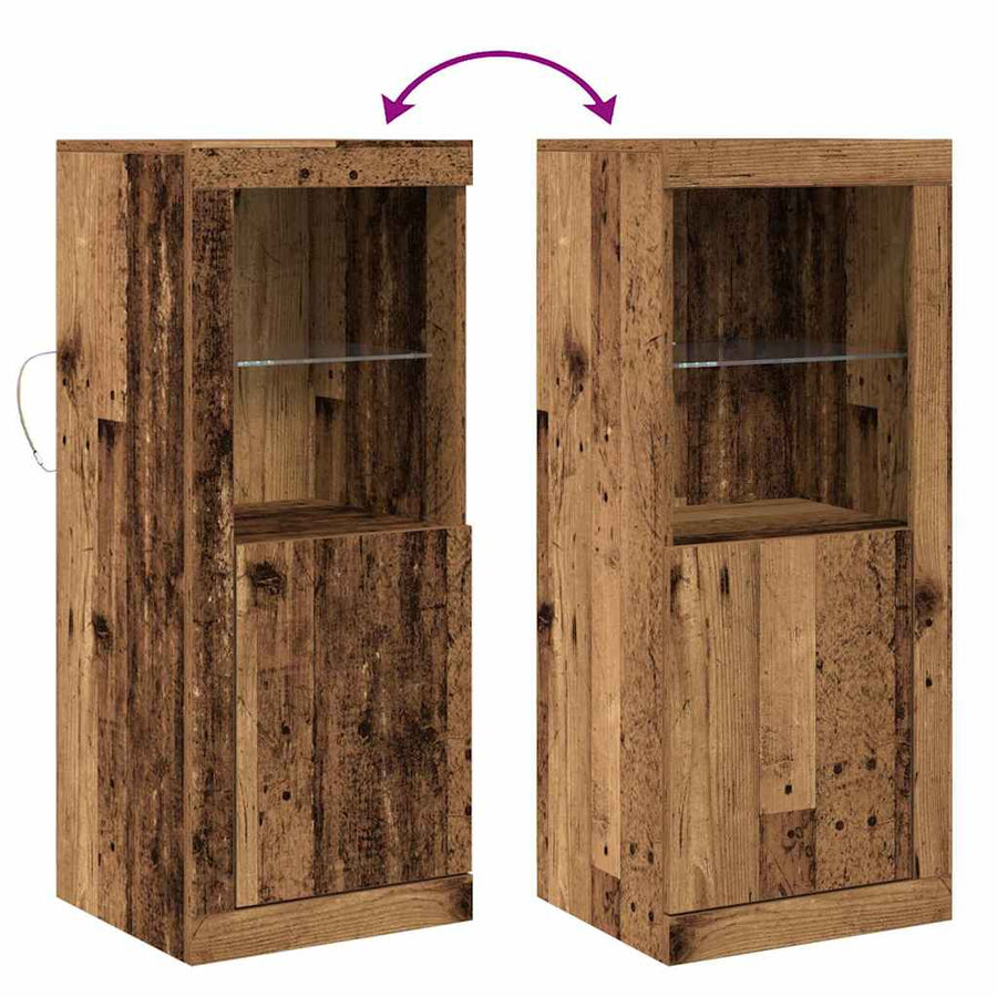 Dressoir Met Led-Verlichting 41X37X100 Cm Kleurig Oud hout