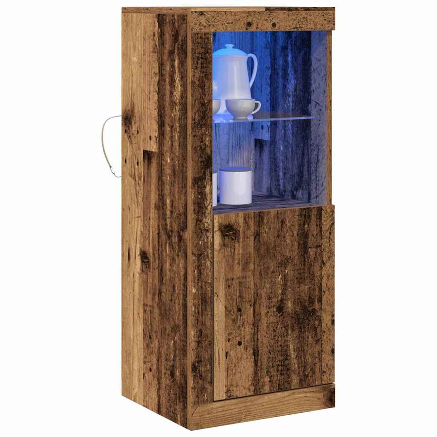 Dressoir Met Led-Verlichting 41X37X100 Cm Kleurig Oud hout