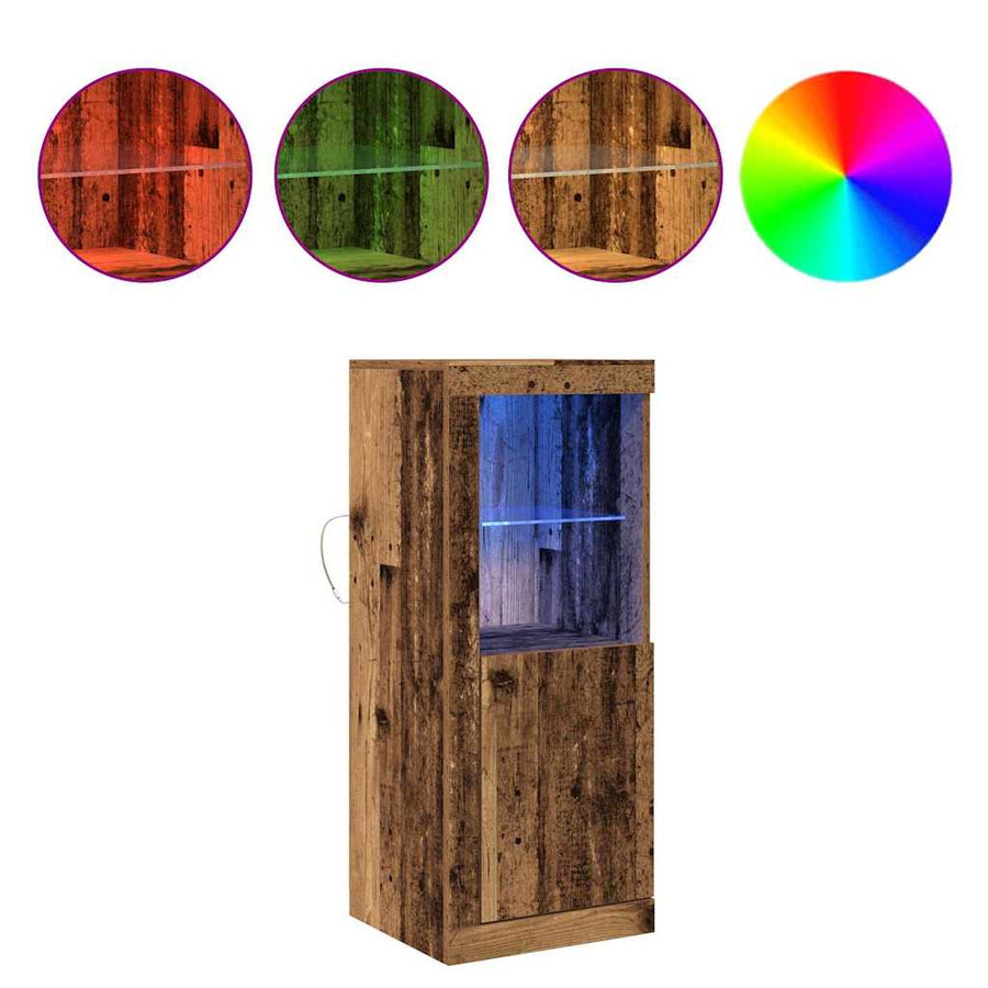 Dressoir Met Led-Verlichting 41X37X100 Cm Kleurig Oud hout