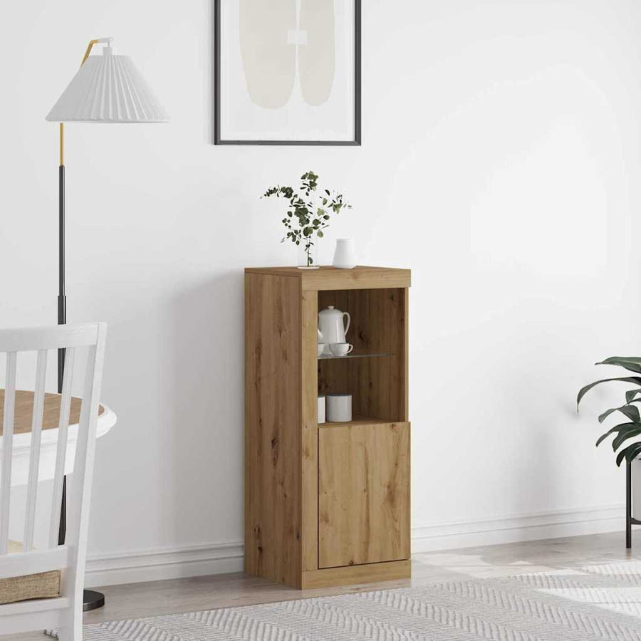 Dressoir Met Led-Verlichting 41X37X100 Cm Artisanaal Eiken artisanaal eikenkleurig