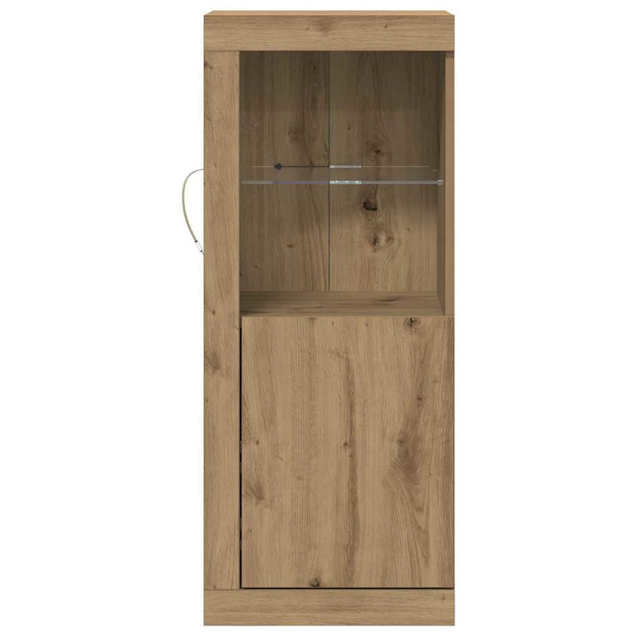 Dressoir Met Led-Verlichting 41X37X100 Cm Artisanaal Eiken artisanaal eikenkleurig