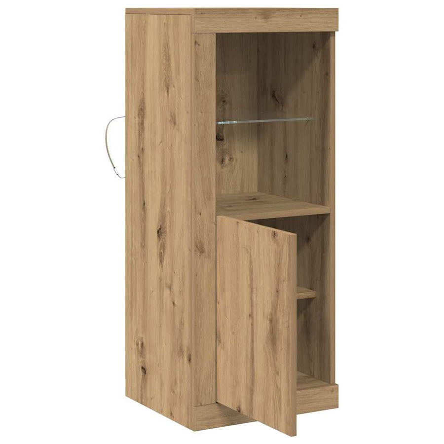 Dressoir Met Led-Verlichting 41X37X100 Cm Artisanaal Eiken artisanaal eikenkleurig
